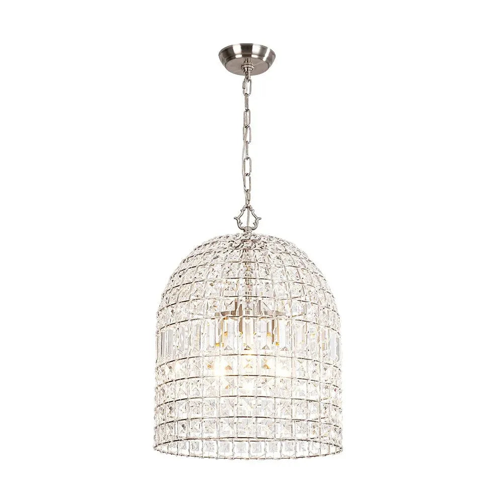 Vintage-Inspired Birdcage Pendant with Crystal Accents