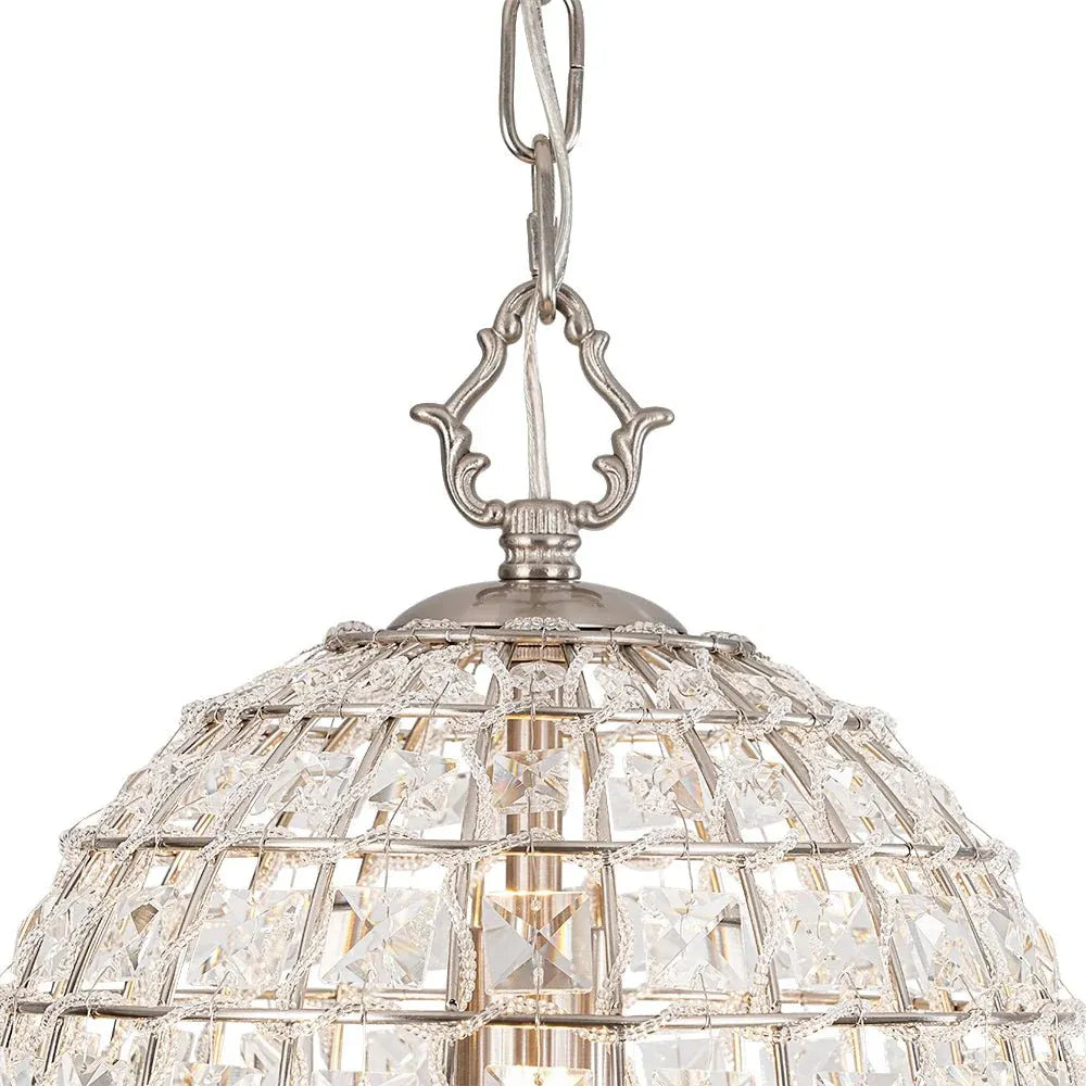 Vintage-Inspired Birdcage Pendant with Crystal Accents