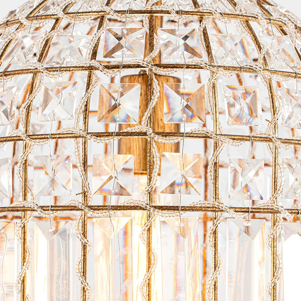 Vintage-Inspired Birdcage Pendant with Crystal Accents