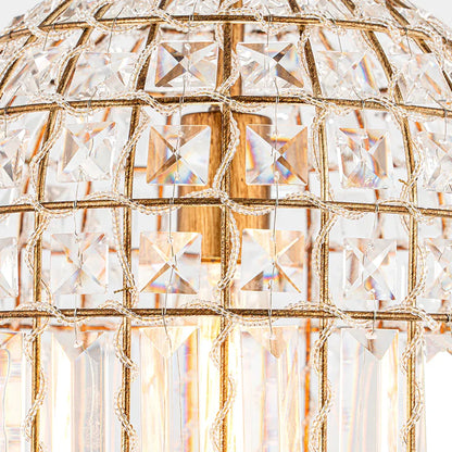 Vintage-Inspired Birdcage Pendant with Crystal Accents