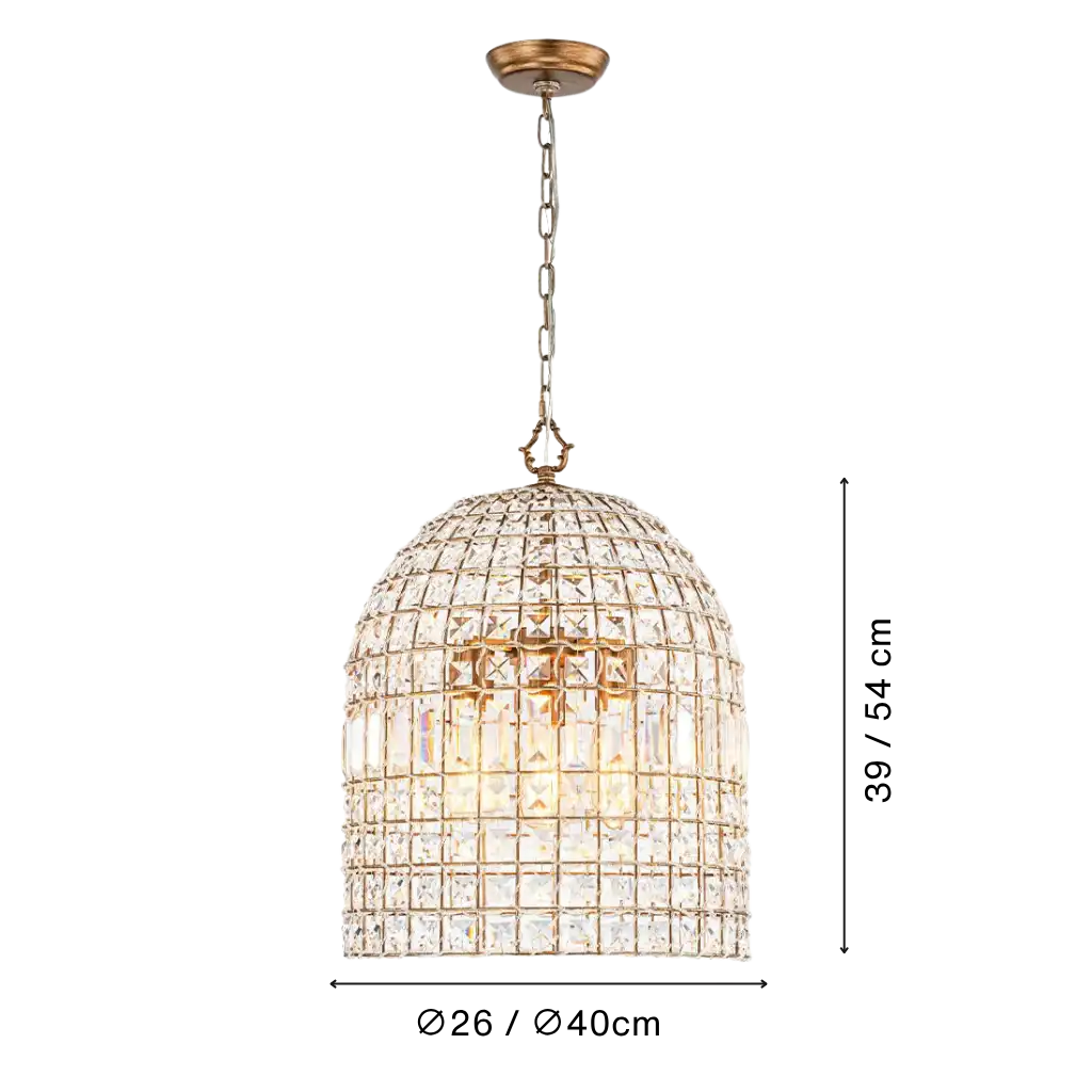 Vintage-Inspired Birdcage Pendant with Crystal Accents