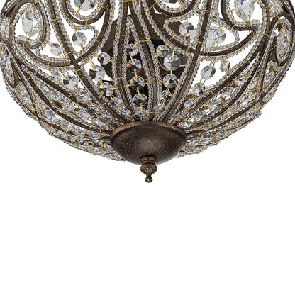 Vintage 3-Light Crystal Bowl Semi Flush Ceiling Fixture