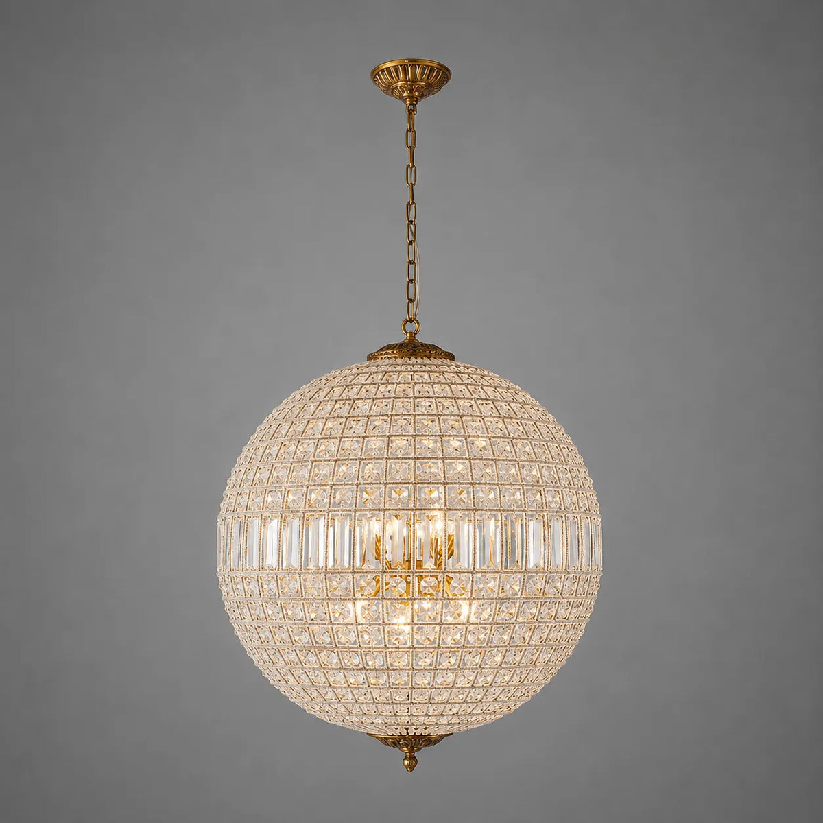 Vera Vintage Faceted Crystal Globe Chandelier