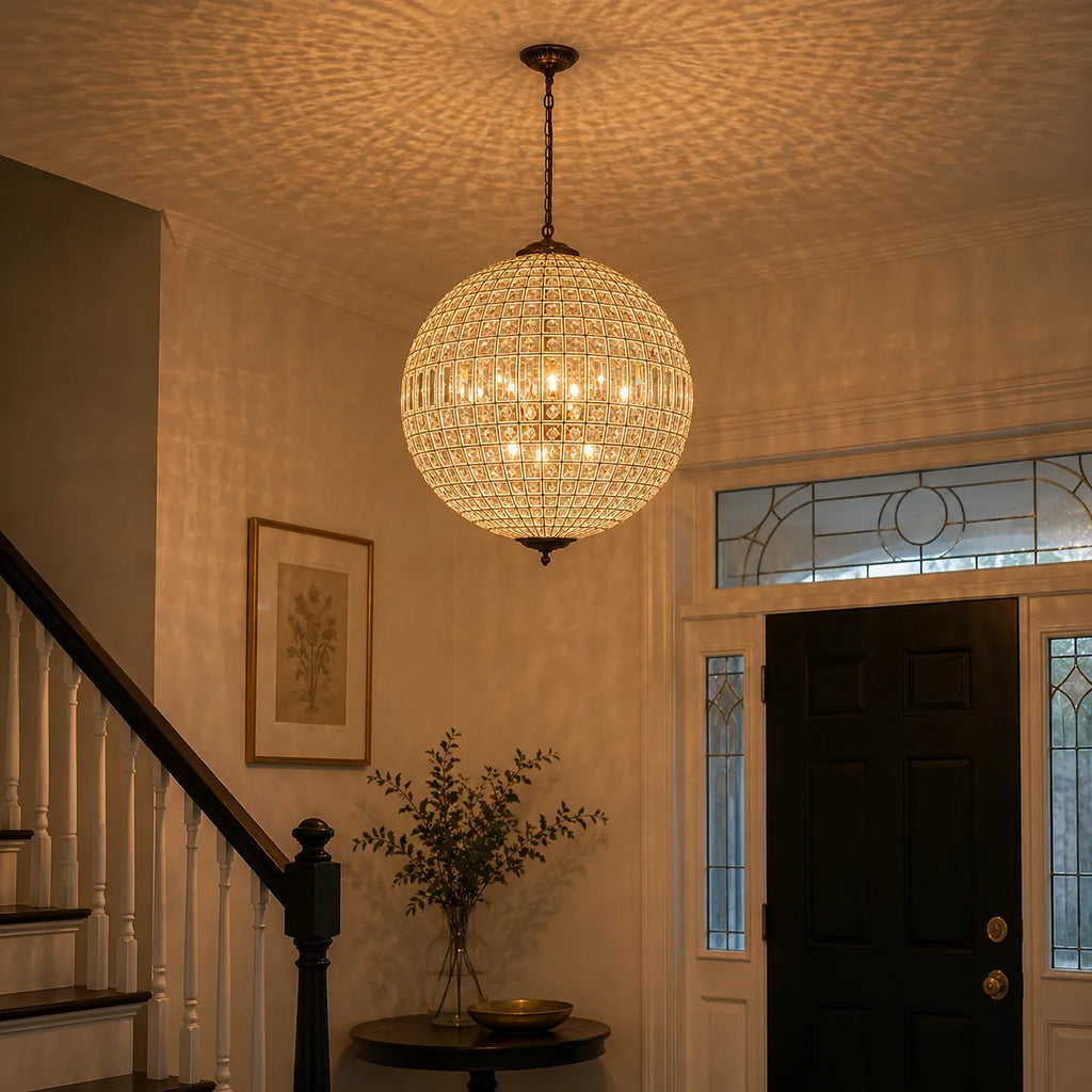 Vera Vintage Faceted Crystal Globe Chandelier