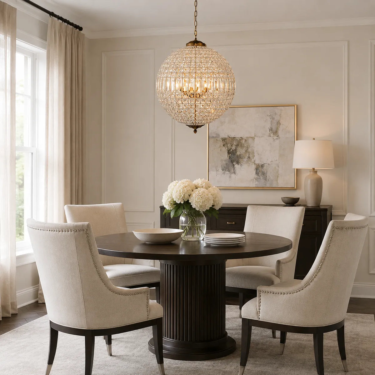 Vera Vintage Faceted Crystal Globe Chandelier