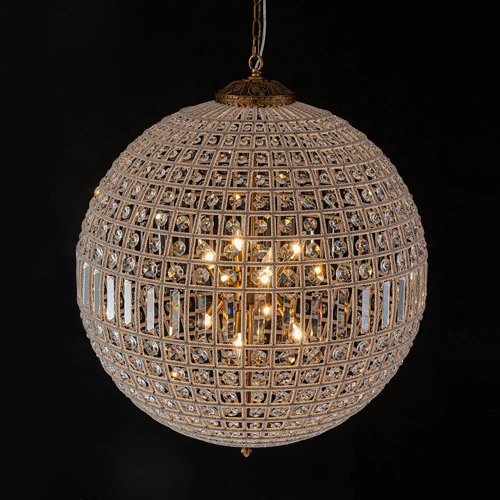 Vera Vintage Faceted Crystal Globe Chandelier