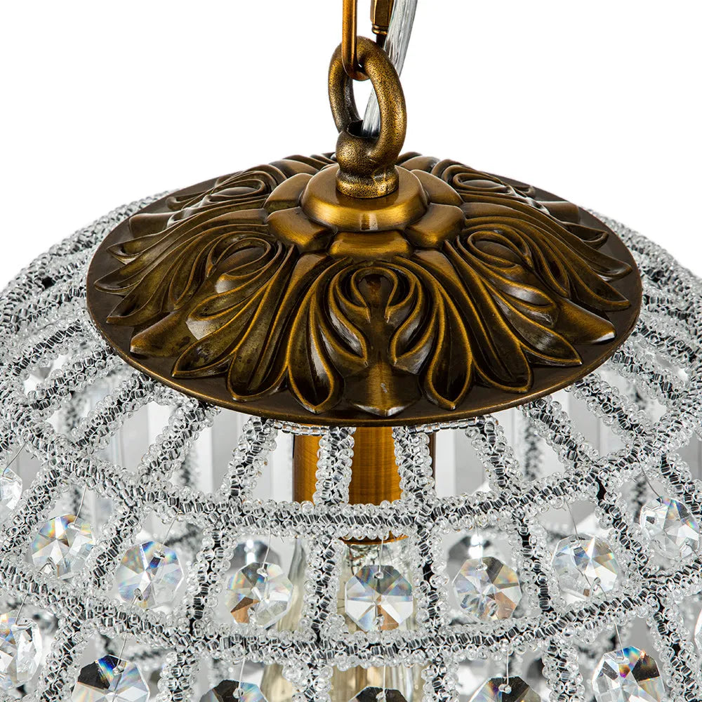 Vera Vintage Faceted Crystal Globe Chandelier