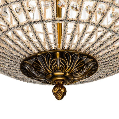 Vintage Antiqued Globe Crystal Chandelier Light
