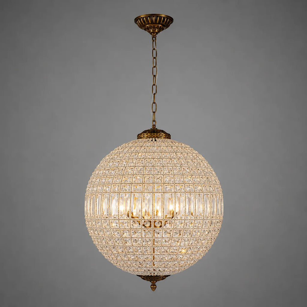 Vera Vintage Faceted Crystal Globe Chandelier
