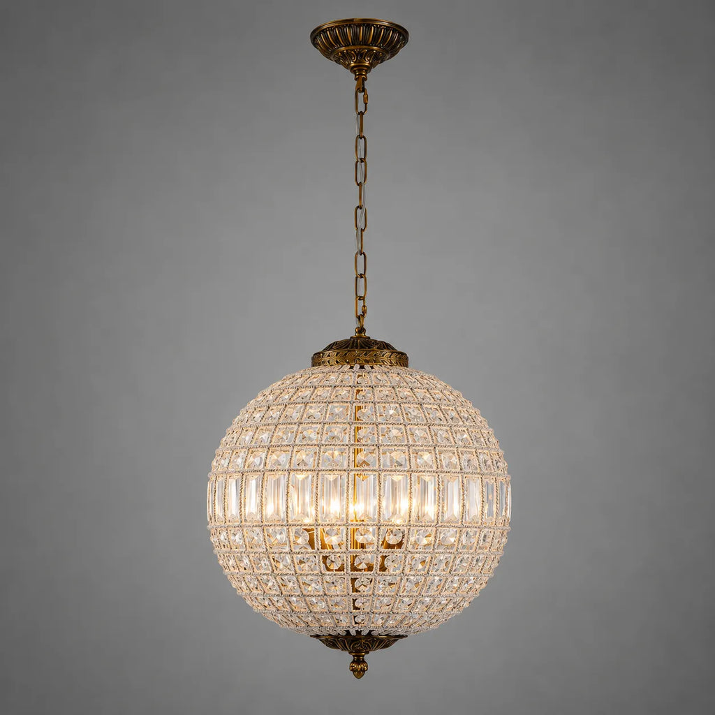 Vera Vintage Faceted Crystal Globe Chandelier