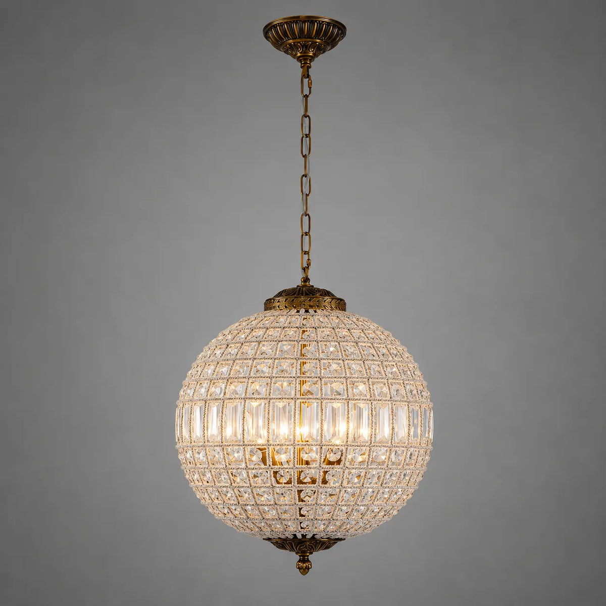 Vera Vintage Faceted Crystal Globe Chandelier