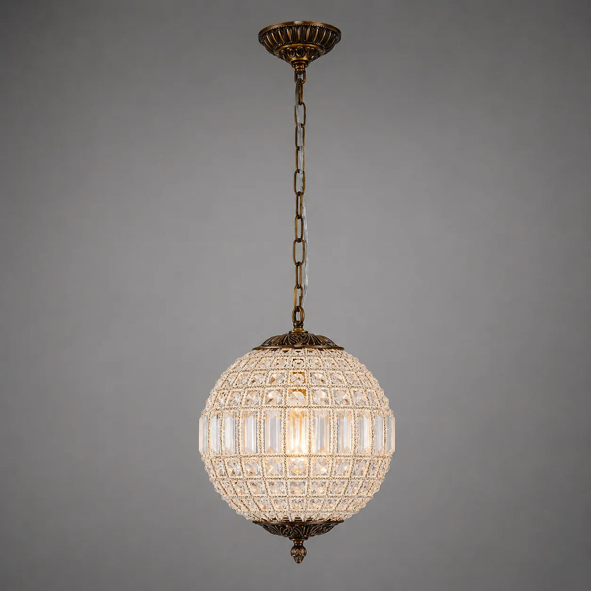 Vera Vintage Faceted Crystal Globe Chandelier