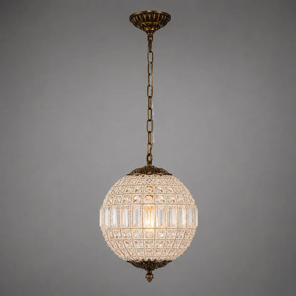 Vintage Antiqued Globe Crystal Chandelier Light