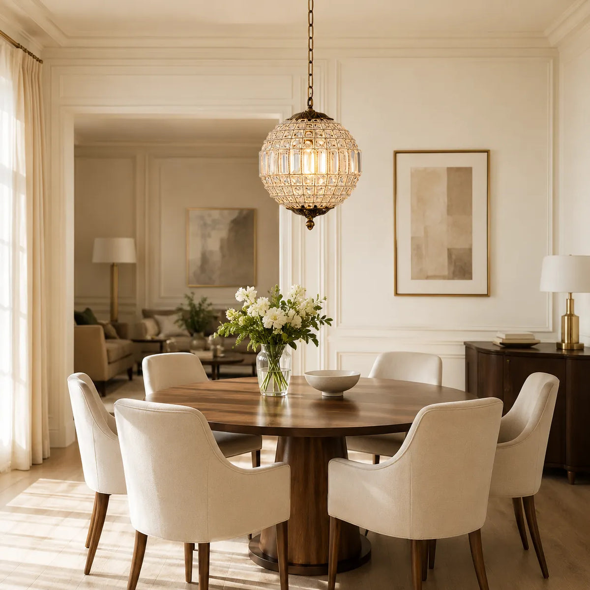 Vera Vintage Faceted Crystal Globe Chandelier