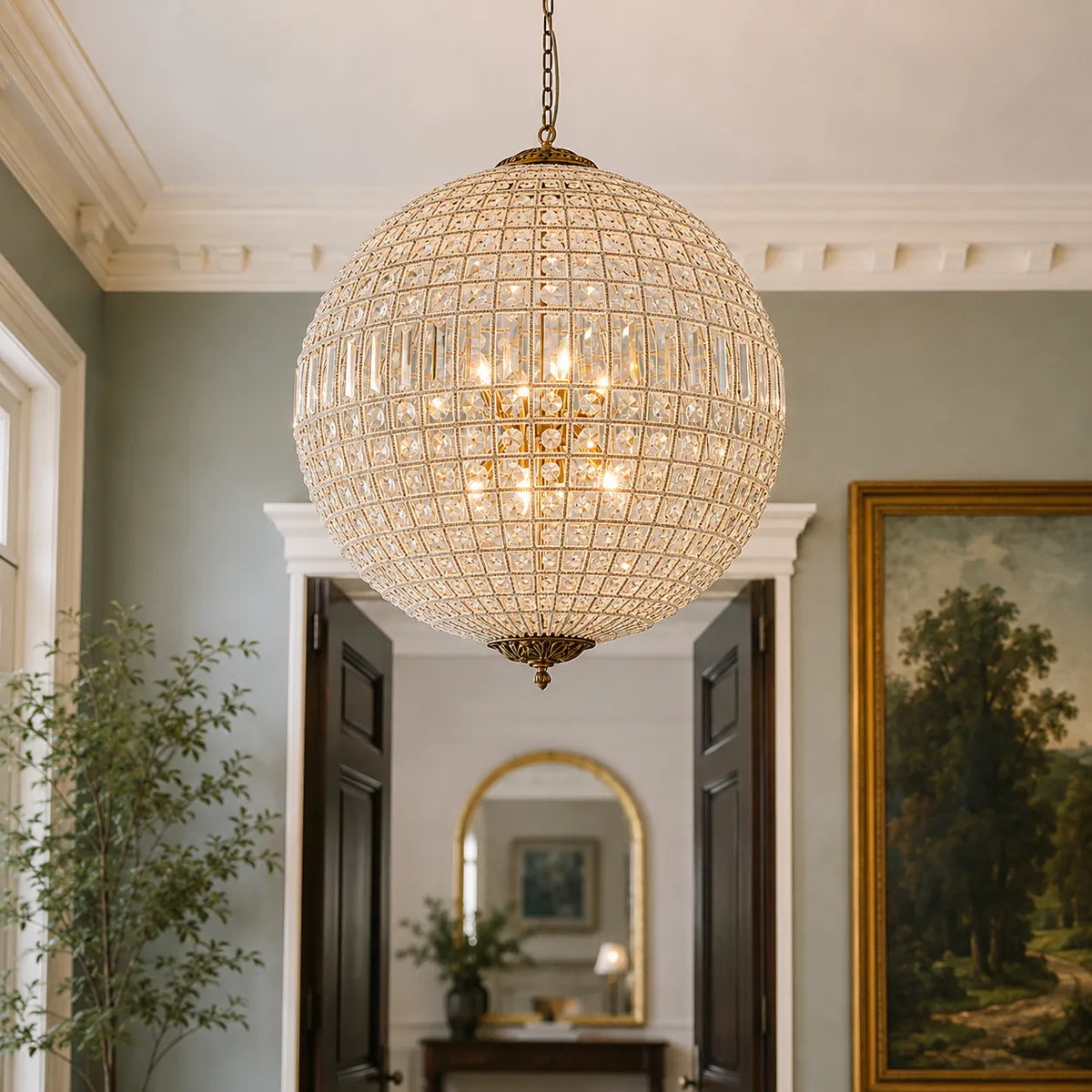 Vera Vintage Faceted Crystal Globe Chandelier