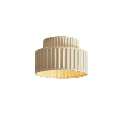 Vintage Cream Drum Semi-Flush Ceiling Light