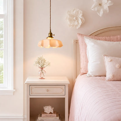 Vintage Cream Glass Flower Pendant Light