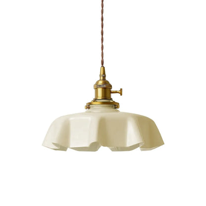 Vintage Cream Glass Flower Pendant Light