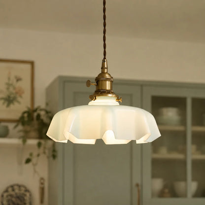 Vintage Cream Glass Flower Pendant Light