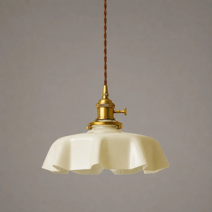 Vintage Cream Glass Flower Pendant Light
