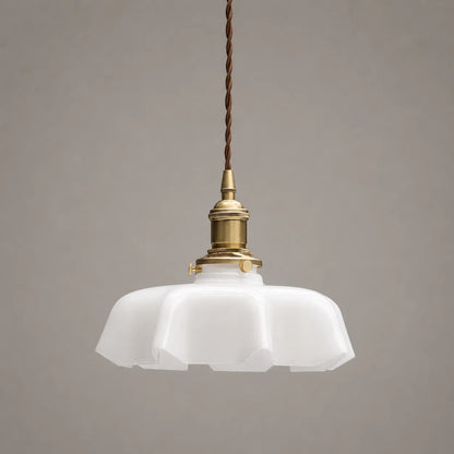Vintage Cream Glass Flower Pendant Light
