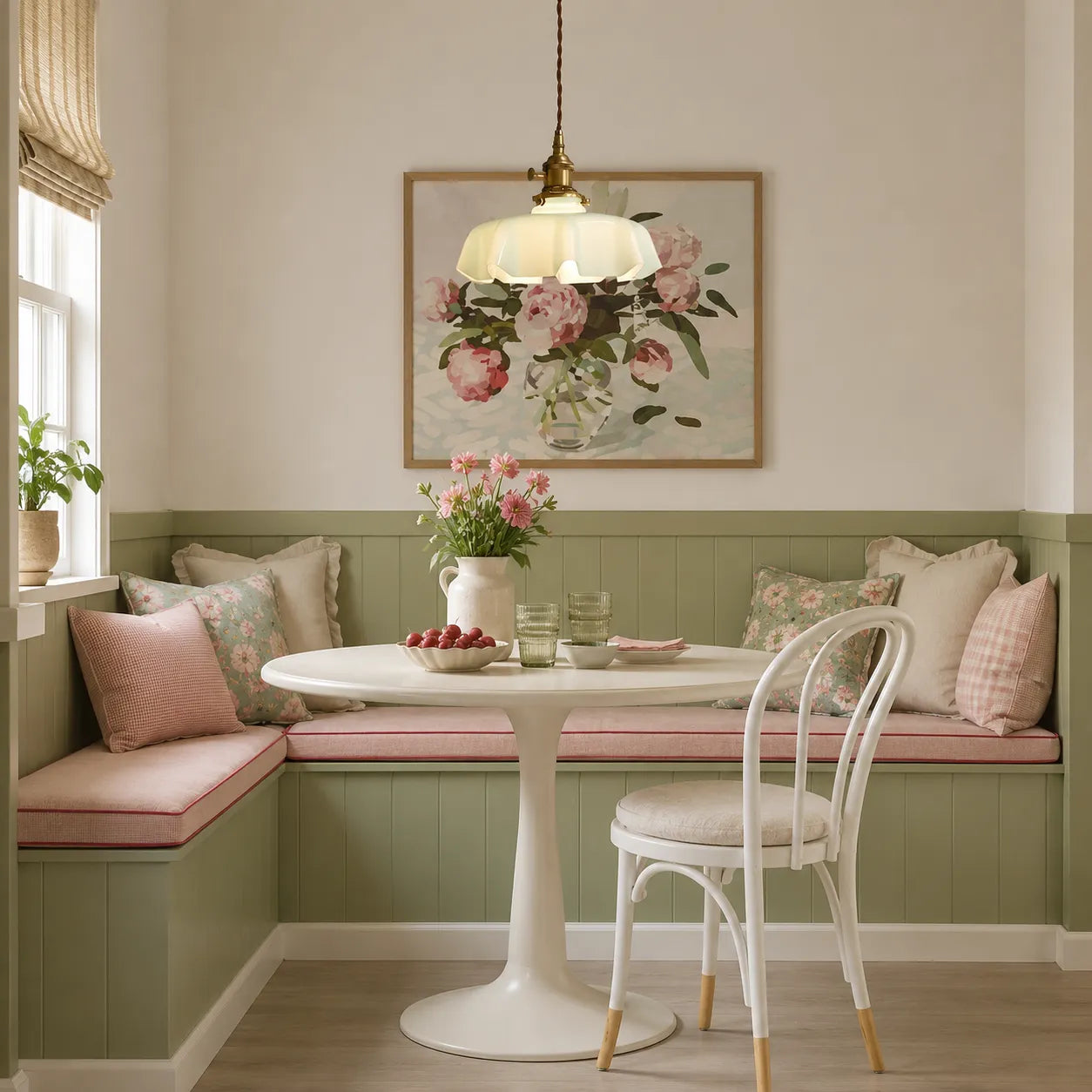 Vintage Cream Glass Flower Pendant Light