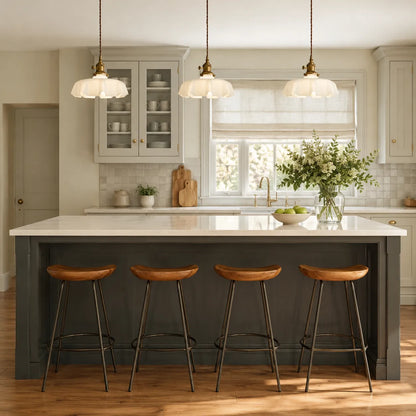 Vintage Cream Glass Flower Pendant Light