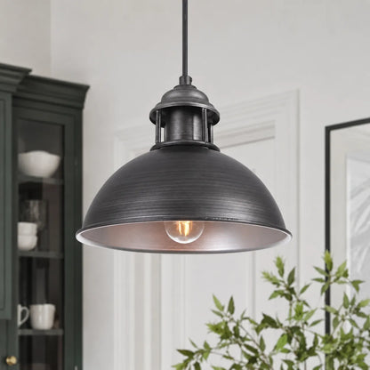 Vintage Factory Pendant Light with Brushed Metal Finish