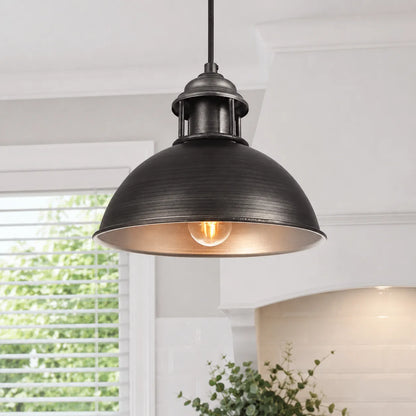 Vintage Factory Pendant Light with Brushed Metal Finish