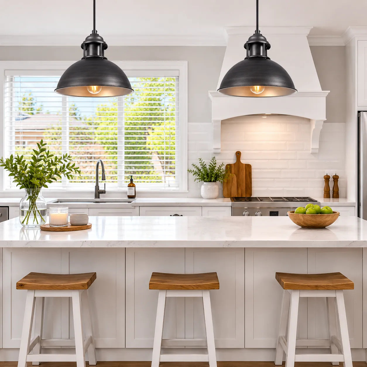 Vintage Factory Pendant Light with Brushed Metal Finish