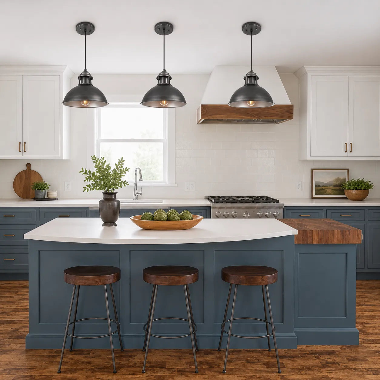 Vintage Factory Pendant Light with Brushed Metal Finish