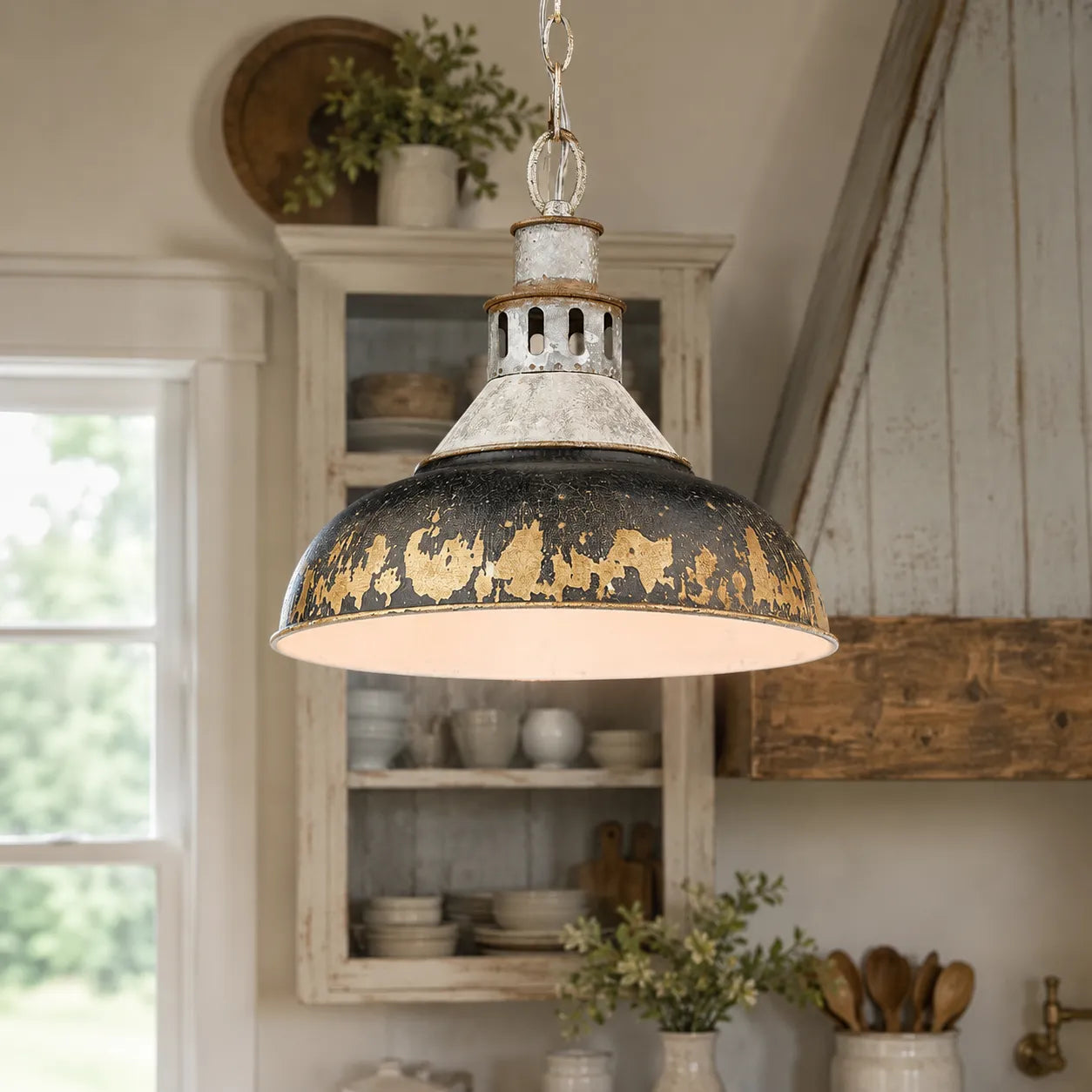 Vintage Farmhouse Distressed Dome Pendant Light