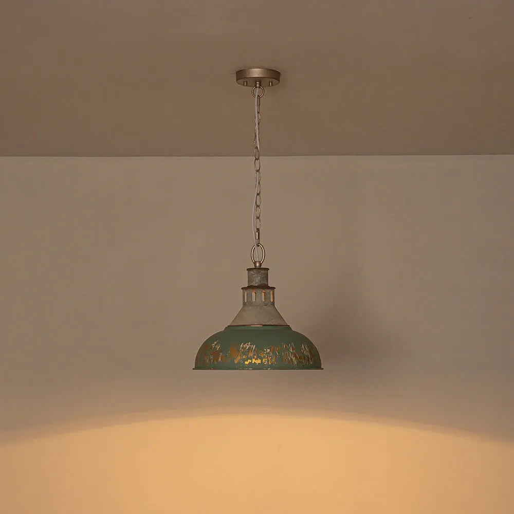 Vintage Farmhouse Distressed Dome Pendant Light