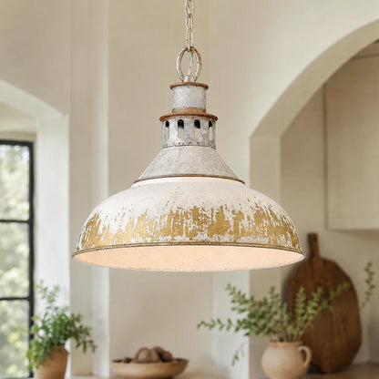 Vintage Farmhouse Distressed Dome Pendant Light