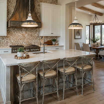 Vintage Farmhouse Distressed Dome Pendant Light