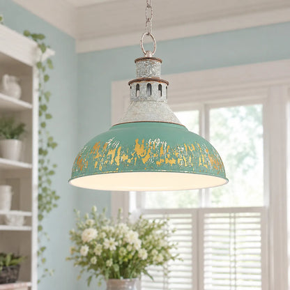 Vintage Farmhouse Distressed Dome Pendant Light