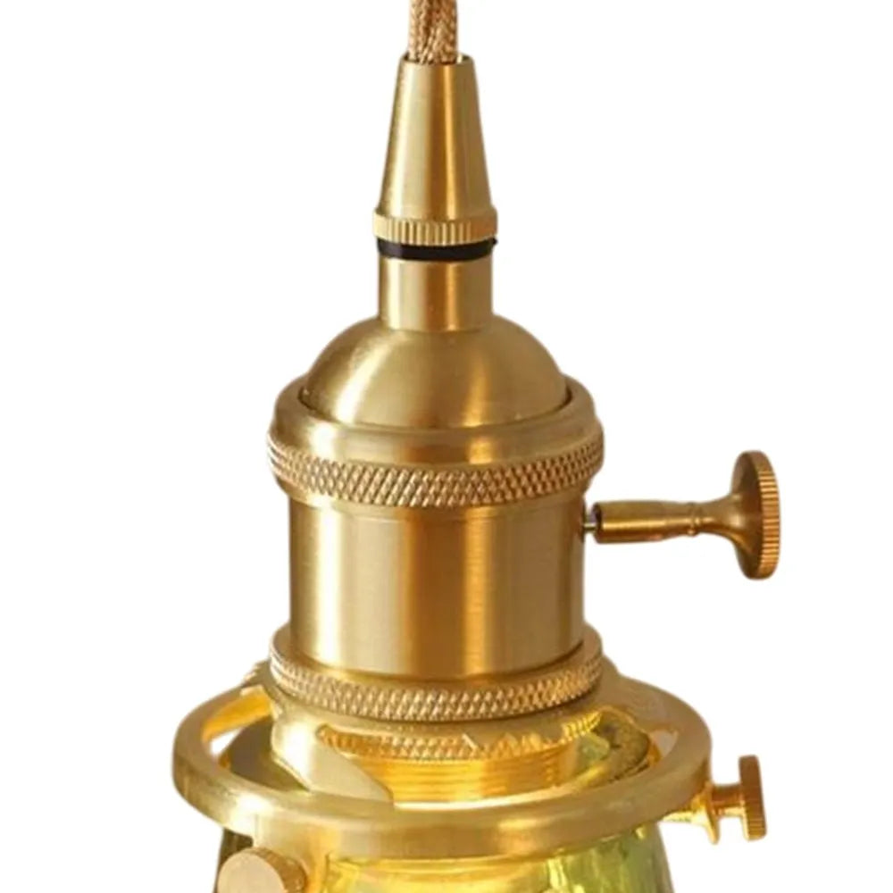 Vintage Olive Ribbed Glass Bell Pendant Light