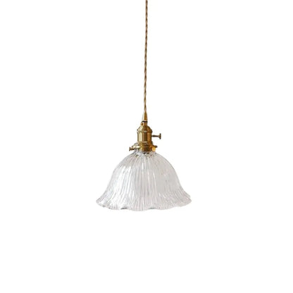 Vintage Olive Ribbed Glass Bell Pendant Light