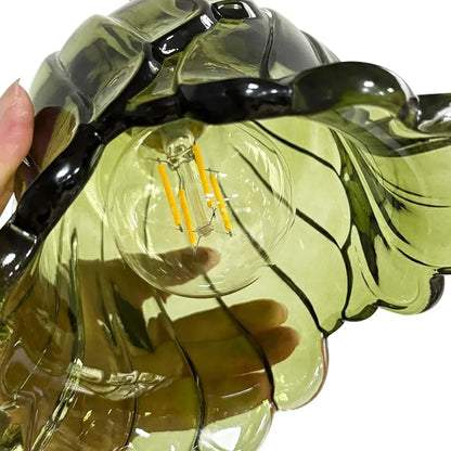 Vintage Olive Ribbed Glass Bell Pendant Light