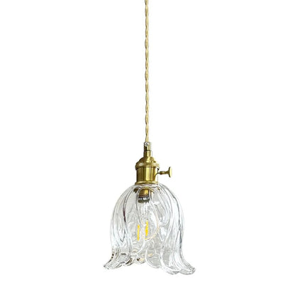 Vintage Olive Ribbed Glass Bell Pendant Light