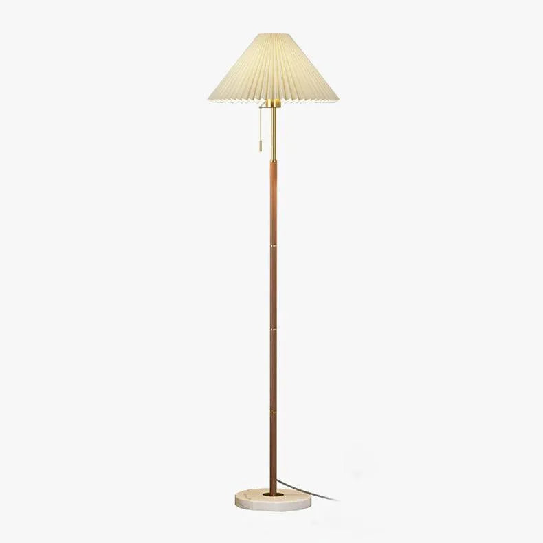 Vintage Pleated Fabric Marble Floor Lamp