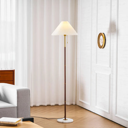 Vintage Pleated Fabric Marble Floor Lamp