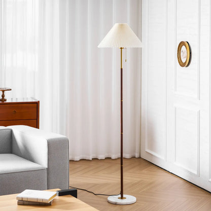Vintage Pleated Fabric Marble Floor Lamp