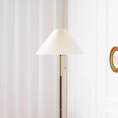 Vintage Pleated Fabric Marble Floor Lamp