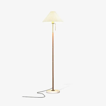 Vintage Pleated Fabric Marble Floor Lamp