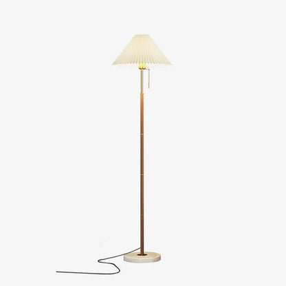 Vintage Pleated Fabric Marble Floor Lamp