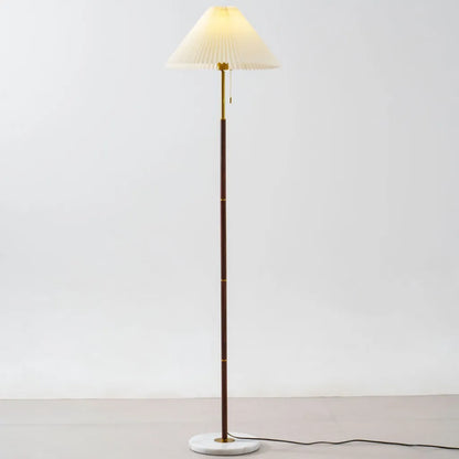 Vintage Pleated Fabric Marble Floor Lamp