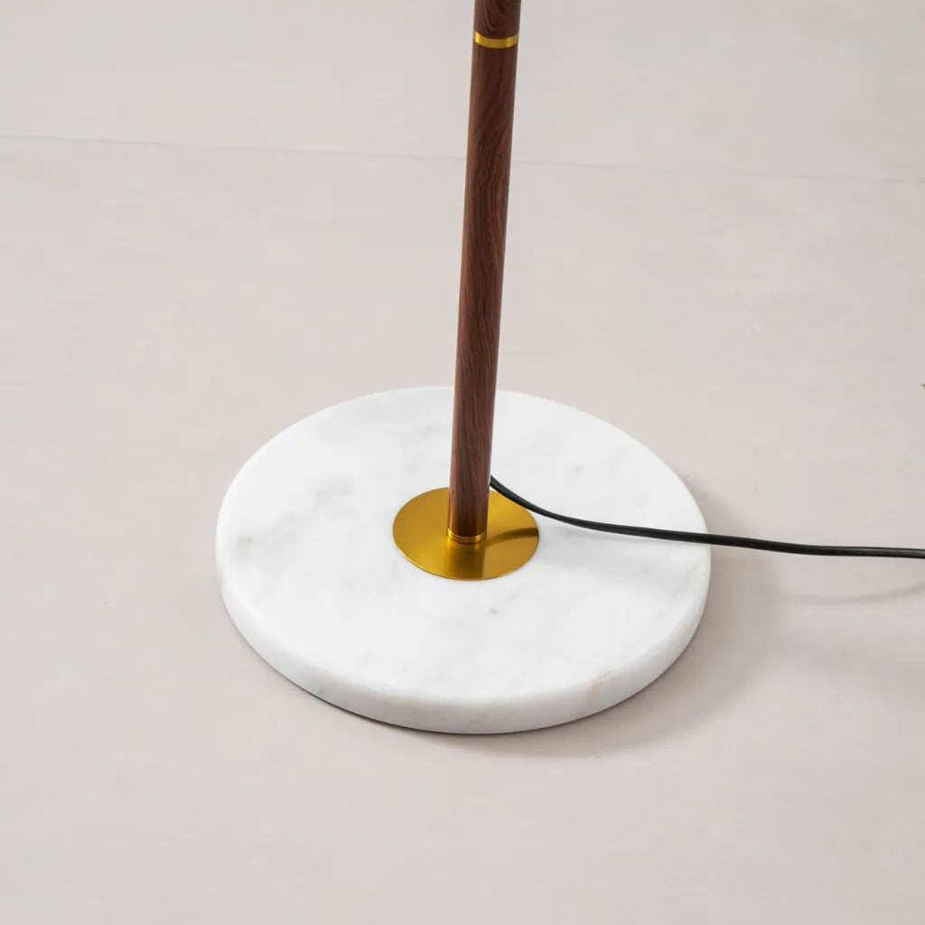Vintage Pleated Fabric Marble Floor Lamp