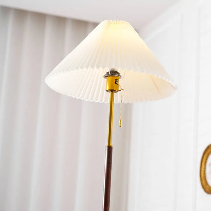 Vintage Pleated Fabric Marble Floor Lamp