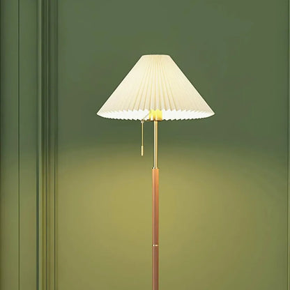 Vintage Pleated Fabric Marble Floor Lamp